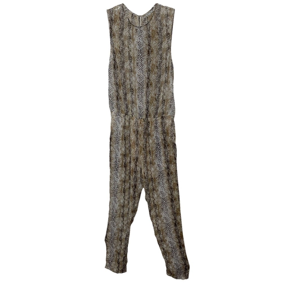 H&M Snakeskin Jumpsuit Size 8 Brown Animal‎ Print Sleeveless Boho Chic Trendy